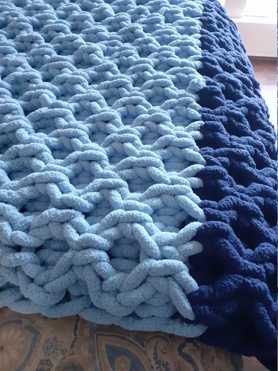 Chunky Chenille Hand Knit Super Soft Blanket HONEYCOMB Blanket soft Chenille Hand knit Blanket Gift Idea Giant Knit Blanket Xmas Gift Etsy Canada