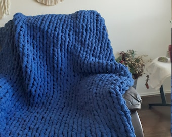 Chunky Chenille Hand Knit Super Soft Blanket |Chunky Knit Blanket |Soft Chenille Hand-Knit Blanket| Gift Idea| Giant Knit Blanket| Xmas Gift