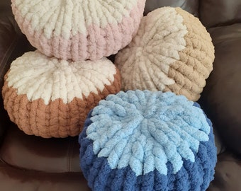 Chunky Knit Round Pillow Pouf: Handmade Home Decor