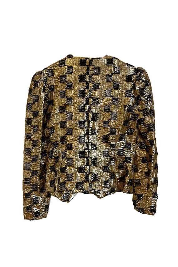 Gold Quilted Jacket with Black Frog Closures - image 2