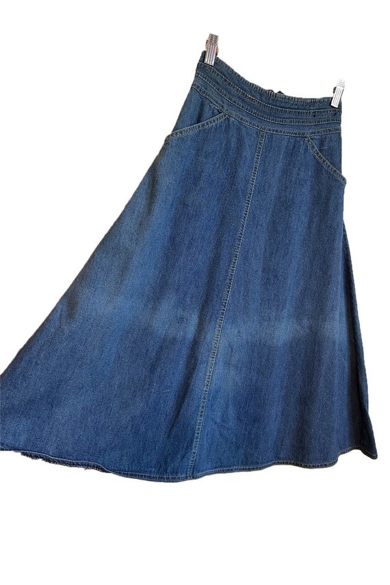 70s Denim Skirt, Knee Length