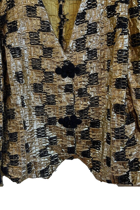 Gold Quilted Jacket with Black Frog Closures - image 3