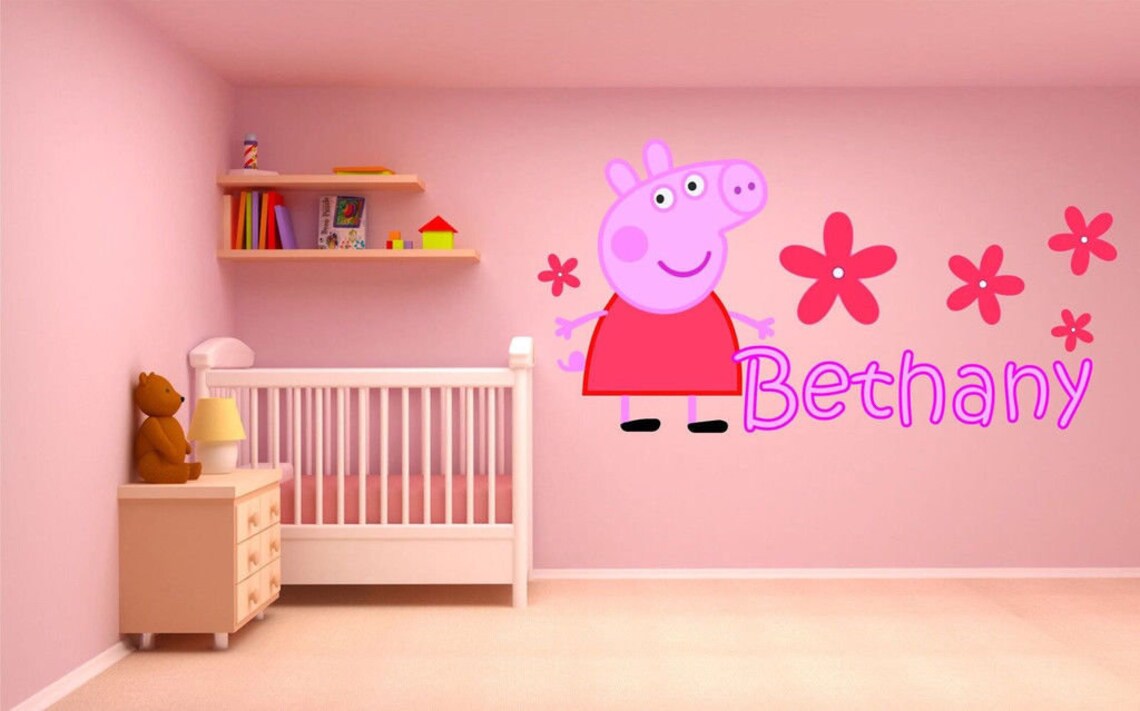 PEPPA PIG Personalised Wall Sticker Children's Girl's Etsy Canada