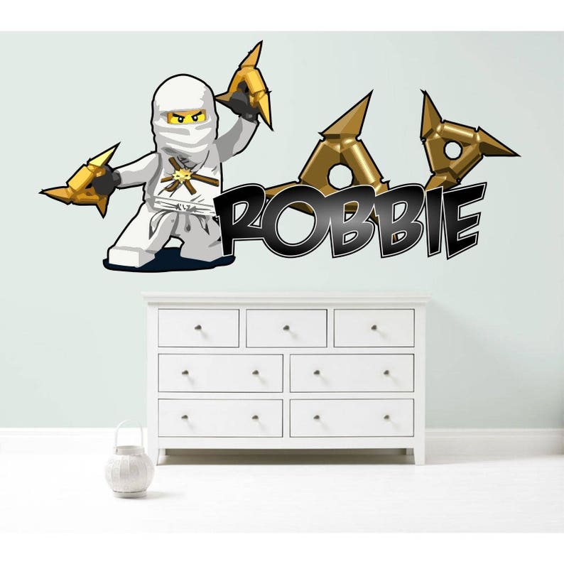 lego ninjago zane white personalised wall sticker decal | etsy