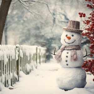 Snowman Background for Photographers Christmas Background Photography Digital Downloads Snow Overlays Winter Backdrops Christmas Composition