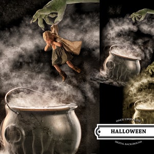 SALE! Halloween Digital Background / Witch&#39;s Brew Backdrop Set- 3 pack!  For ANY COSTUME! Kids, Pets, Black Cauldron Composite Photography