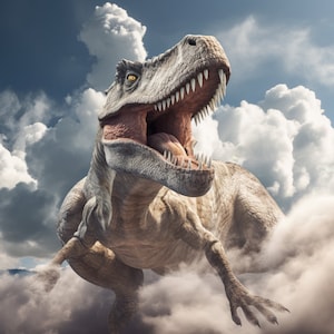 T-Rex Digital Backdrop T-Rex Background, Dinosaur Digital In the Clouds Backdrop Birthday T Rex Digital Background Composite Tyrannosaurus