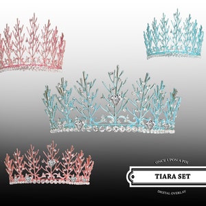 Colored 4 PACK! Digital Crown Tiara Mermaid Crown Overlay .png Princess Photoshop Composite Circlet Jewel Queen Royalty Cut Ready Newborn