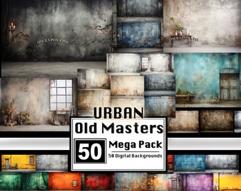 50 URBAN Old Masters Digital Backgrounds Intuitive Portrait Backdrops | Photography Studio Grunge Composite Overlay