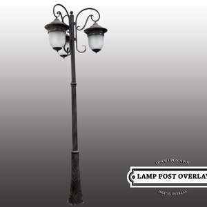 Lamp Post Digital Lantern Overlay PNG Single Street Light CUT OUT Hurricane Lamp Rustic Lantern .png For Photoshop Composite