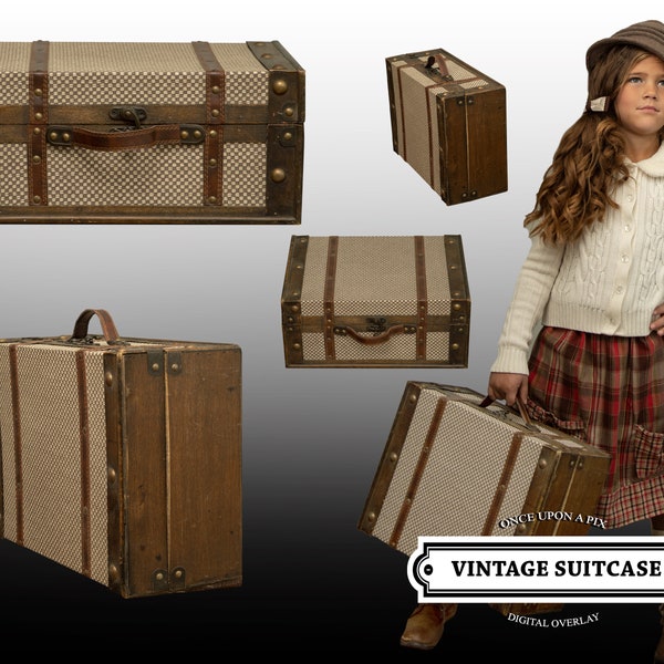 Suitcase Digital Overlay, PNG, Vintage, Travel Bag, Valise, Bag, Old, Rustic, Great for Composite Backgrounds or Backdrops, Photoshop,