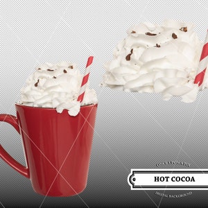 Sovrapposizione digitale di Natale tazza di cioccolata calda con crema Topper, cioccolata calda Photo Overlay png Panna montata Top, Scrapbook, Photoshop, digitale