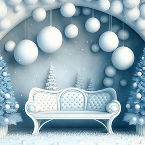 Azul cena de inverno natal cenário digital balão arco fundo estúdio digital pano de fundo cartão de família criança foto sobreposição pet photoshop