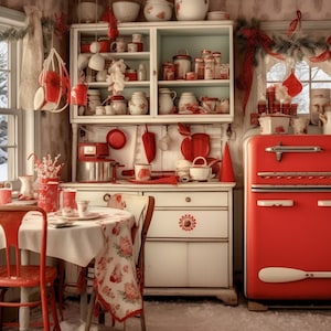 Artistic Christmas Digital Backdrop Christmas Kitchen, Painterly