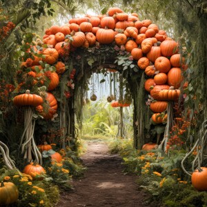 Pumpkin Fall Forest Digital Background: Twisted Vine Arch (Digital Download)