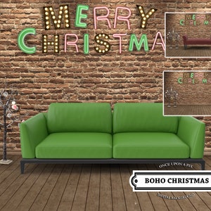3 ボヘミアン クリスマス デジタル バックドロップ ホリデー 背景、家族 クリスマス レンガ壁 背景 家族 子供 ペット 合成カード Photoshop