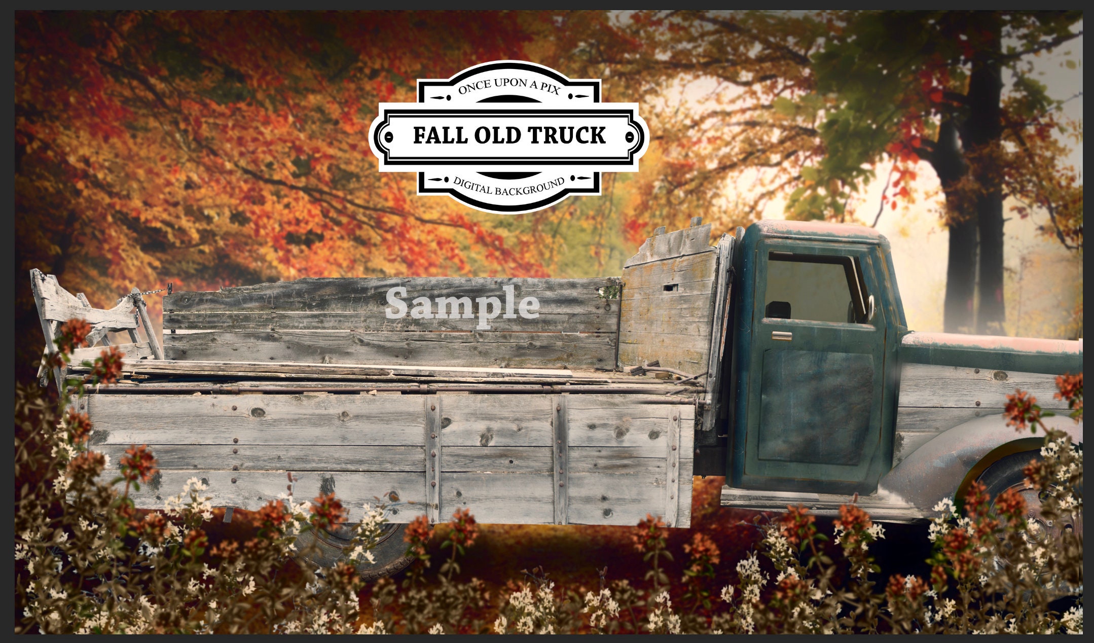 Fall Old Truck Digital Background or Backdrop Great for Family | Etsy
