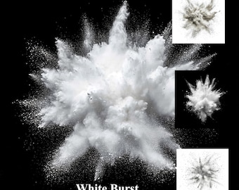 May include: Four white powder bursts on a black background. The bursts are in different sizes and shapes. The text "White Burst 4 Pack" is at the bottom of the image.