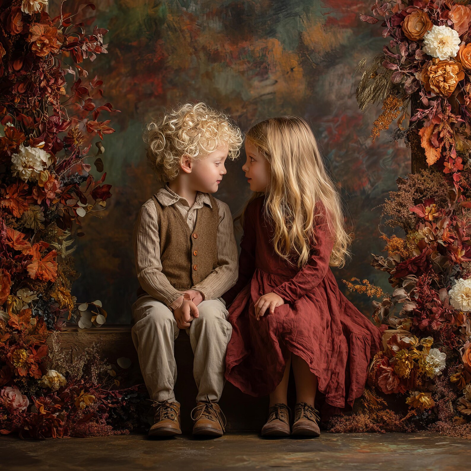 Fall Digital 'old Masters' Backdrop Porch Step Pumpkin Background ...