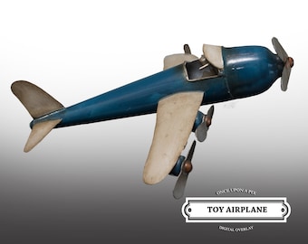 Superposición digital de avión de juguete antiguo (PNG)