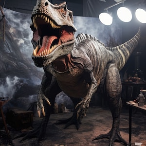 T-Rex Dinosaur Digital Backdrop T-Rex Takes over Photo Studio! Dinosaur Digital Background Tyrannosaurus Digital Backdrop, Dino Photoshop