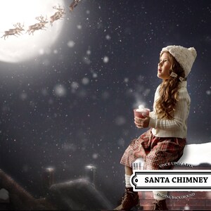 Camino di Natale Sfondo digitale / Sfondo di Natale! Ottimo per biglietti di auguri, famiglia, animali domestici, inverno, vacanze, Babbo Natale, luna, fratelli, bambini