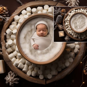 Hot Cocoa Photo Prop Digital Christmas Newborn Backdrop, Hot Cocoa Bath Newborn Digital Hot Chocolate Background Christmas Composite Candles