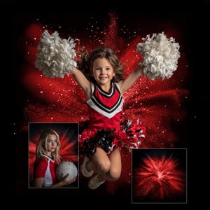 Red Glitter Chalk Burst Sports Digital Backgrounds Dance Digital Backdrop Sport Poster Team Photos Football Softball Soccer Cheer Basketball