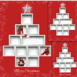 12 Box Christmas Tree Digital Background Boxes Digital Backdrop Family Holiday Card Background Empty Ornament Backdrop Composite Holiday