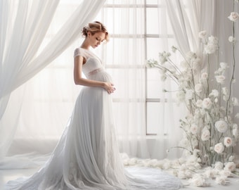 Backlit Window Digital Backdrop White Room Photoshop Overlays Portrait Photo Texture Maternity Pregnant Photography White Curtain Background
