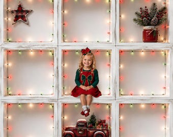 Christmas Twinkle Light 9 empty boxes template, inside the box photography, class photo, digital photo, Christmas card background, family