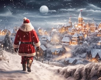 Fotohintergrund 3 X 2,4 M – Winterliche Stadt Mit Schnee Für Weihnachtsfotos & Parties