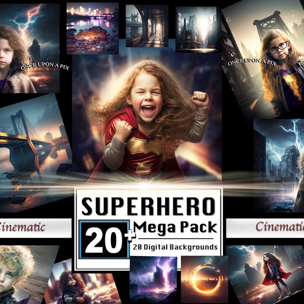 20+ Cinematic Superhero Digital Backgrounds Photo Digital Backdrops, CG, CGI, AI Super Hero City Bat Rat Spider Composites Cosplay Man Woman