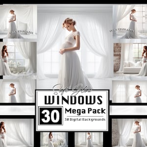 30 Backlit Window Digital Backdrops White Room Photoshop Overlays Portrait Photo Intuitive Maternity Pregnancy Photography Sheer Curtain