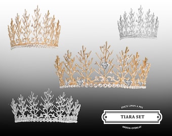 Digital Crown Overlay Tiara Princess Crown PNG Photoshop Composite Circlet Jewel Queen Royalty Cut Out Ready Mermaid Newborn