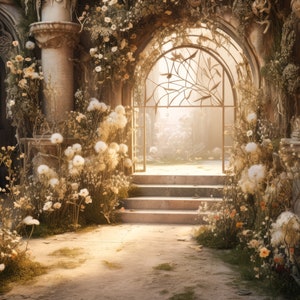Digital Background White Dandelion Fairy Digital Backdrop Painterly Fairy Photography Backdrop Magical Forest Arch Background Trees