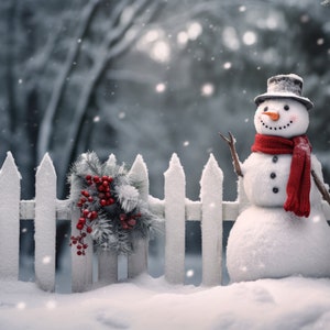 Snowman Background Christmas Digital Backdrop Photographers Photography Digital Whimsical Snow Overlays Winter Backdrops Christmas Composite