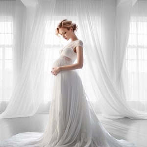 Backlit Tri Window Digital Backdrop White Room Background Photoshop Portrait Photo Digital Maternity Backdrop Photography White Curtain