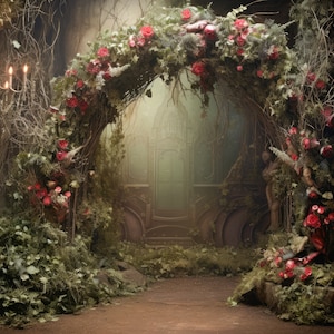 Digital Background Haunted Fairy Digital Backdrop Painterly Fairy Photography Backdrop Magical Forest Arch Large Window Background Woods