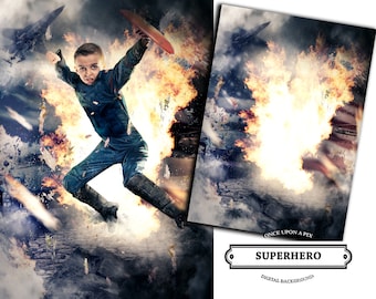 Toile de fond numérique de super-héros de feu, super-héros, fond numérique, toile de fond de super héros, homme, Composite Photoshop, fond de Cosplay, Photo