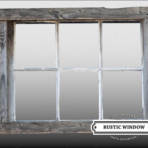 Old Window PNG Photoshop Overlay Window Pane Wooden Window Cut Out/ See through Digital Windowpane Backdrop Rustic, Vintage, Composites