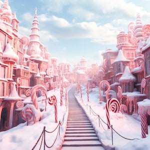 Weihnachten Digitaler Hintergrund, Painterly Candy Digitaler Hintergrund, Künstlerischer Pfefferminzdorf Zusammengesetzter Hintergrund für Photoshop