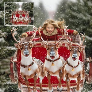Trenó voador Natal Digital Backdrop Intuitivo Papai Noel Rena Fundo Digital Feriado Composto Família Cartão Foto Trenó Passeio de Tobogã