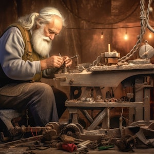 Santa&#39;s Helper, Craftsman Santa Digital Backdrop, Christmas Digital Background Artistic Composite Digital Backdrop Santa&#39;s Village Photoshop