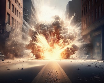 Exploding Road Superhero Digital Background, Digital Backdrop, Super Hero Overlays, Cosplay Backgrounds, Fire City Backgrounds Composites