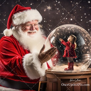 Digital Backdrop Christmas Background Fine Art Santa Holding a Snow Globe Digital Backdrop Christmas Composites Bespoke Snowglobe Background