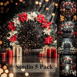 Fondo digital para estudio de escenario navideño, fondo intuitivo, bailarina, recital de baile, plantilla de vacaciones, tarjeta con foto familiar, bokeh negro, formal, para niños