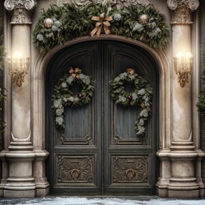 Weihnachten Hintergrund Urlaub Türen digitale Kulisse, Familien-Foto-Karte zusammengesetzte Photoshop digitale Kulisse, Download Hintergrund magische Szene