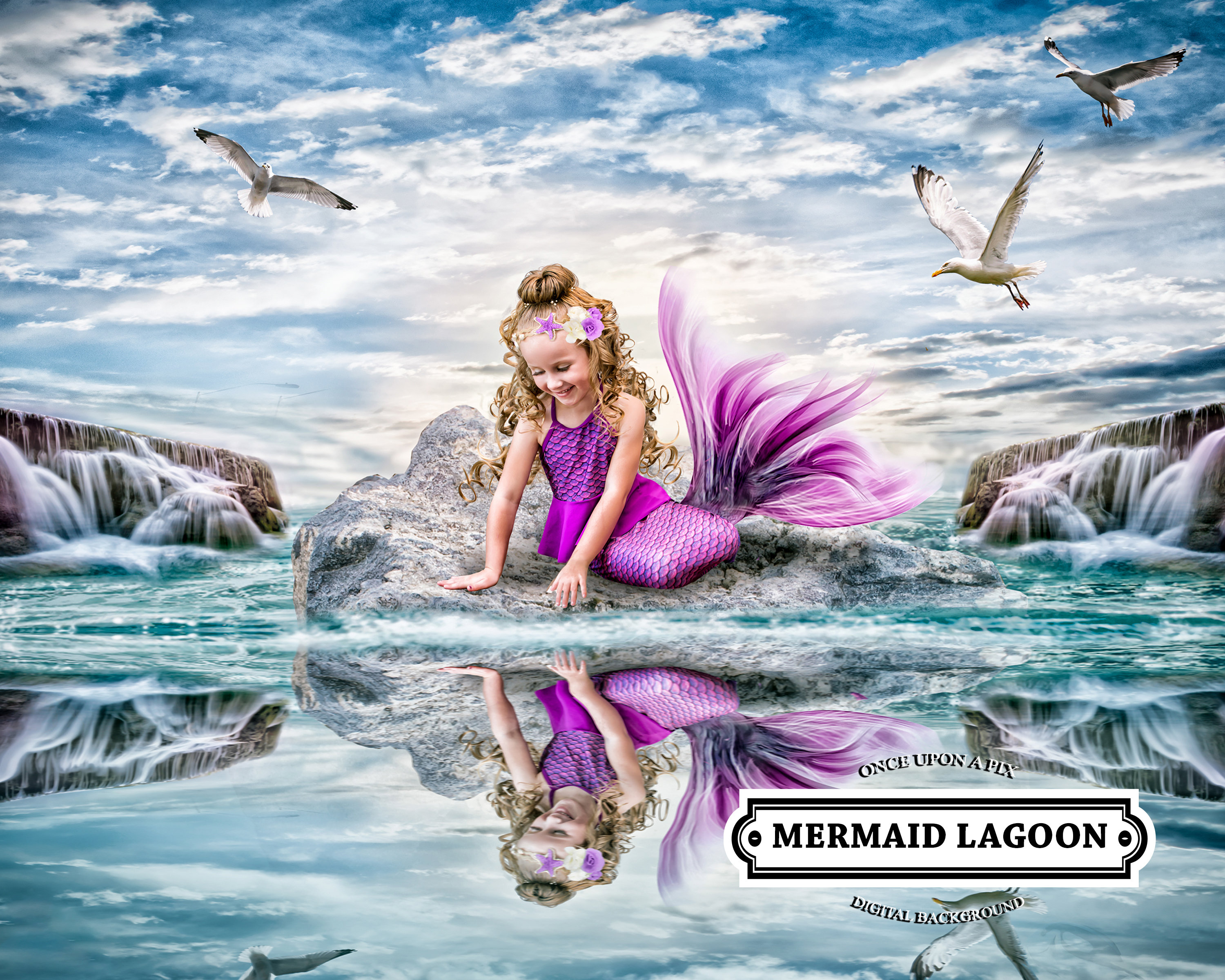 Art & Collectibles Mermaid Digital Background Mermaid theme. Digital ...