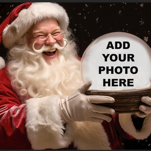 Sfondo digitale, Santa Snow Globe Sfondo digitale, Sfondo, Foto Inserisci Sovrapposizione PNG, Natale, Babbo Natale con baffi cool Holding